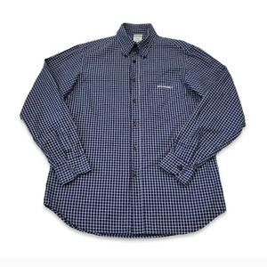 Vintage 90's Moschino Navy Blue Check Longsleeve Button Down Shirt Size Medium
